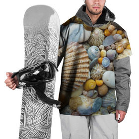 Накидка на куртку 3D с принтом Морские ракушки и камни в Санкт-Петербурге, 100% полиэстер |  | камни | море | морские камни | ракушки