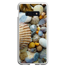Чехол для Samsung S10E с принтом Морские ракушки и камни в Санкт-Петербурге, Силикон | Область печати: задняя сторона чехла, без боковых панелей | Тематика изображения на принте: камни | море | морские камни | ракушки