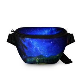 Поясная сумка 3D с принтом Звездное небо в Санкт-Петербурге, 100% полиэстер | плотная ткань, ремень с регулируемой длиной, внутри несколько карманов для мелочей, основное отделение и карман с обратной стороны сумки застегиваются на молнию | звезда | небо | ночь | озеро