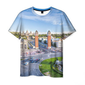Мужская футболка 3D с принтом Барселона в Санкт-Петербурге, 100% полиэфир | прямой крой, круглый вырез горловины, длина до линии бедер | Тематика изображения на принте: barcelona | europe | spain | барселона | европа | ес | испания | каталония | отпуск | туризм