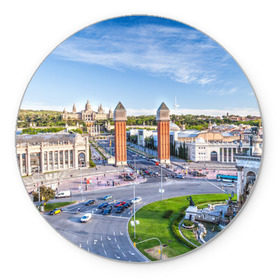 Коврик круглый с принтом Барселона в Санкт-Петербурге, резина и полиэстер | круглая форма, изображение наносится на всю лицевую часть | barcelona | europe | spain | барселона | европа | ес | испания | каталония | отпуск | туризм