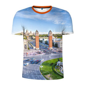 Мужская футболка 3D спортивная с принтом Барселона в Санкт-Петербурге, 100% полиэстер с улучшенными характеристиками | приталенный силуэт, круглая горловина, широкие плечи, сужается к линии бедра | barcelona | europe | spain | барселона | европа | ес | испания | каталония | отпуск | туризм