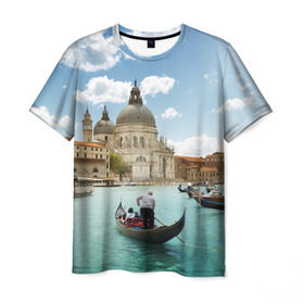 Мужская футболка 3D с принтом Венеция в Санкт-Петербурге, 100% полиэфир | прямой крой, круглый вырез горловины, длина до линии бедер | europe | italy | venice | венеция | вода | европа | ес | италия | каникулы | лодки | отдых | отпуск | солнце | туризм
