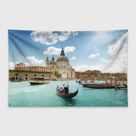 Флаг-баннер с принтом Венеция в Санкт-Петербурге, 100% полиэстер | размер 67 х 109 см, плотность ткани — 95 г/м2; по краям флага есть четыре люверса для крепления | europe | italy | venice | венеция | вода | европа | ес | италия | каникулы | лодки | отдых | отпуск | солнце | туризм