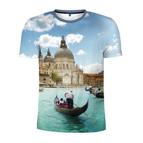 Мужская футболка 3D спортивная с принтом Венеция в Санкт-Петербурге, 100% полиэстер с улучшенными характеристиками | приталенный силуэт, круглая горловина, широкие плечи, сужается к линии бедра | europe | italy | venice | венеция | вода | европа | ес | италия | каникулы | лодки | отдых | отпуск | солнце | туризм