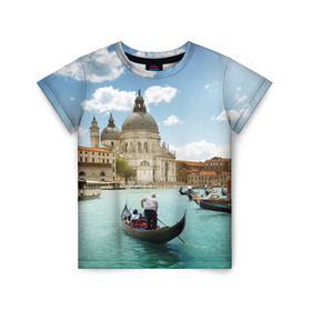 Детская футболка 3D с принтом Венеция в Санкт-Петербурге, 100% гипоаллергенный полиэфир | прямой крой, круглый вырез горловины, длина до линии бедер, чуть спущенное плечо, ткань немного тянется | Тематика изображения на принте: europe | italy | venice | венеция | вода | европа | ес | италия | каникулы | лодки | отдых | отпуск | солнце | туризм