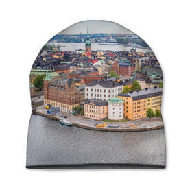 Шапка 3D с принтом Швеция в Санкт-Петербурге, 100% полиэстер | универсальный размер, печать по всей поверхности изделия | europe | stockholm | sweden | европа | ес | каникулы | отпуск | стокгольм | туризм | швеция