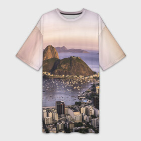 Платье-футболка 3D с принтом Рио (Бразилия) в Санкт-Петербурге,  |  | brazil | rio de janeiro | бразилия | жара | каникулы | карнавал | мегаполис | отдых | отпуск | пляж | приключение | путешествие | рио де жанейро | туризм | футбол | южная америка
