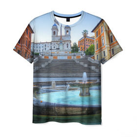 Мужская футболка 3D с принтом Рим (Италия) в Санкт-Петербурге, 100% полиэфир | прямой крой, круглый вырез горловины, длина до линии бедер | europe | italy | rome | vatican | архитектура | ватикан | европа | италия | папа римский | развалины | рим | руины