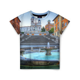 Детская футболка 3D с принтом Рим (Италия) в Санкт-Петербурге, 100% гипоаллергенный полиэфир | прямой крой, круглый вырез горловины, длина до линии бедер, чуть спущенное плечо, ткань немного тянется | Тематика изображения на принте: europe | italy | rome | vatican | архитектура | ватикан | европа | италия | папа римский | развалины | рим | руины