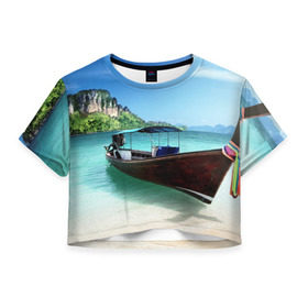 Женская футболка 3D укороченная с принтом Таиланд в Санкт-Петербурге, 100% полиэстер | круглая горловина, длина футболки до линии талии, рукава с отворотами | asia | bangkok | thailand | азия | бангкок | жара | змеи | крокодилы | море | обезьяны | океан | острова | отдых | отпуск | пляжи | проституция | рай | спорт | таиланд | тай | трансвеститы | туризм