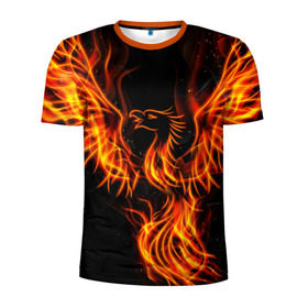 Мужская футболка 3D спортивная с принтом Феникс в Санкт-Петербурге, 100% полиэстер с улучшенными характеристиками | приталенный силуэт, круглая горловина, широкие плечи, сужается к линии бедра | Тематика изображения на принте: огонь | пламя | птица