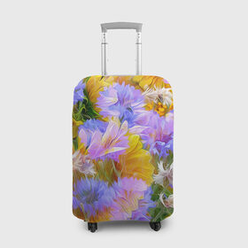 Чехол для чемодана 3D с принтом Живописные цветы 1 в Санкт-Петербурге, 86% полиэфир, 14% спандекс | двустороннее нанесение принта, прорези для ручек и колес | лепестки | прикольные картинки | цветочки | цветы
