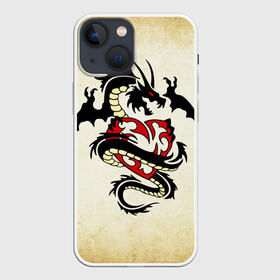 Чехол для iPhone 13 mini с принтом Покоритель сердец в Санкт-Петербурге,  |  | dragon | дракон | дракоша | змей | когти | крылья | монстр | огонь | пламя | рога | тату | татуировка | трайбл | чешуя | чудовище | шипы
