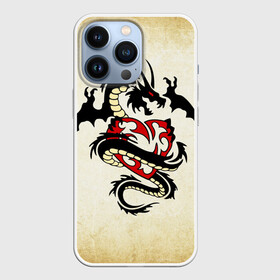 Чехол для iPhone 13 Pro с принтом Покоритель сердец в Санкт-Петербурге,  |  | Тематика изображения на принте: dragon | дракон | дракоша | змей | когти | крылья | монстр | огонь | пламя | рога | тату | татуировка | трайбл | чешуя | чудовище | шипы