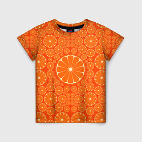 Детская футболка 3D с принтом Апельсины в Санкт-Петербурге, 100% гипоаллергенный полиэфир | прямой крой, круглый вырез горловины, длина до линии бедер, чуть спущенное плечо, ткань немного тянется | 