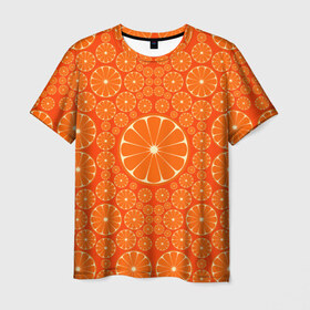 Мужская футболка 3D с принтом Апельсины в Санкт-Петербурге, 100% полиэфир | прямой крой, круглый вырез горловины, длина до линии бедер | 