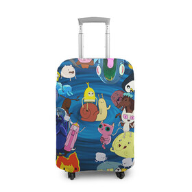 Чехол для чемодана 3D с принтом Adventure Time 1 в Санкт-Петербурге, 86% полиэфир, 14% спандекс | двустороннее нанесение принта, прорези для ручек и колес | Тематика изображения на принте: adventure time | bubblegum | dog | finn | jake | marcelline | время приключений | джейк и финн | марселин | пупырка