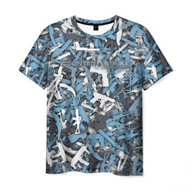 Мужская футболка 3D с принтом CS:GO Оружие (vulkan) в Санкт-Петербурге, 100% полиэфир | прямой крой, круглый вырез горловины, длина до линии бедер | cs | cs go | csgo | go | вулкан | го | контр страйк | контра | кс | кс го | ксго | спецназ | террористы