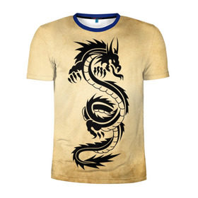 Мужская футболка 3D спортивная с принтом Убийственный змей в Санкт-Петербурге, 100% полиэстер с улучшенными характеристиками | приталенный силуэт, круглая горловина, широкие плечи, сужается к линии бедра | dragon | дракон | дракоша | змей | когти | крылья | монстр | огонь | пламя | рога | тату | татуировка | трайбл | чешуя | чудовище | шипы
