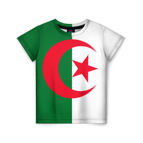 Детская футболка 3D с принтом Алжир в Санкт-Петербурге, 100% гипоаллергенный полиэфир | прямой крой, круглый вырез горловины, длина до линии бедер, чуть спущенное плечо, ткань немного тянется | Тематика изображения на принте: африка | страна | флаг