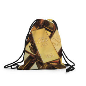 Рюкзак-мешок 3D с принтом GOLD 999,9 в Санкт-Петербурге, 100% полиэстер | плотность ткани — 200 г/м2, размер — 35 х 45 см; лямки — толстые шнурки, застежка на шнуровке, без карманов и подкладки | банк | богатство | драгоценность | золото | слитки