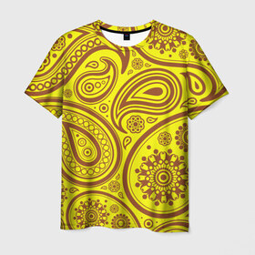 Мужская футболка 3D с принтом Paisley в Санкт-Петербурге, 100% полиэфир | прямой крой, круглый вырез горловины, длина до линии бедер | орнамент | пейсли | турецкие огурцы