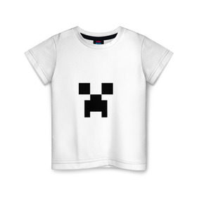 Детская футболка хлопок с принтом Крипер в Санкт-Петербурге, 100% хлопок | круглый вырез горловины, полуприлегающий силуэт, длина до линии бедер | Тематика изображения на принте: creeper | minecraft | крипер | майнкрафт