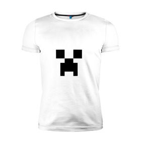 Мужская футболка премиум с принтом Крипер в Санкт-Петербурге, 92% хлопок, 8% лайкра | приталенный силуэт, круглый вырез ворота, длина до линии бедра, короткий рукав | creeper | minecraft | крипер | майнкрафт