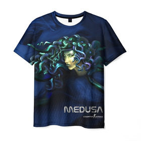 Мужская футболка 3D с принтом AWP Medusa в Санкт-Петербурге, 100% полиэфир | прямой крой, круглый вырез горловины, длина до линии бедер | awp | counter | csgoб контр | medusa | strike | авп | кейс | контер | ксго | медуза | скин | страйк