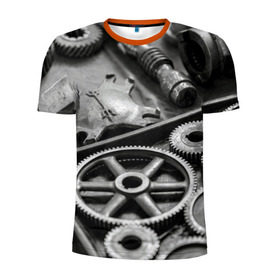 Мужская футболка 3D спортивная с принтом Железо в Санкт-Петербурге, 100% полиэстер с улучшенными характеристиками | приталенный силуэт, круглая горловина, широкие плечи, сужается к линии бедра | болты | гайки | железо | механизм | стимпанк | шестеренки
