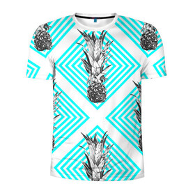 Мужская футболка 3D спортивная с принтом Ананасы 15 в Санкт-Петербурге, 100% полиэстер с улучшенными характеристиками | приталенный силуэт, круглая горловина, широкие плечи, сужается к линии бедра | летний | паттерн | светлый