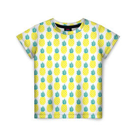 Детская футболка 3D с принтом Ананасы 23 в Санкт-Петербурге, 100% гипоаллергенный полиэфир | прямой крой, круглый вырез горловины, длина до линии бедер, чуть спущенное плечо, ткань немного тянется | летний | паттерн | светлый