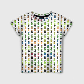 Детская футболка 3D с принтом Ананасы 25 в Санкт-Петербурге, 100% гипоаллергенный полиэфир | прямой крой, круглый вырез горловины, длина до линии бедер, чуть спущенное плечо, ткань немного тянется | летний | паттерн | светлый