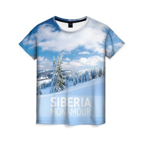 Женская футболка 3D с принтом Сибирь в Санкт-Петербурге, 100% полиэфир ( синтетическое хлопкоподобное полотно) | прямой крой, круглый вырез горловины, длина до линии бедер | сибирь