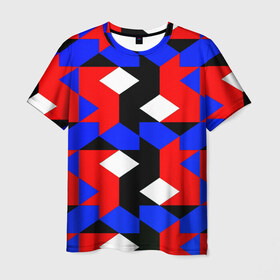 Мужская футболка 3D с принтом Absorbed в Санкт-Петербурге, 100% полиэфир | прямой крой, круглый вырез горловины, длина до линии бедер | красный | разноцветные | синий | текстуры | цветные