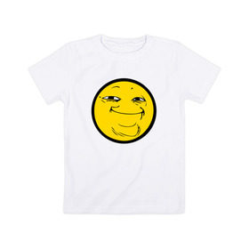 Детская футболка хлопок с принтом Смайлик в Санкт-Петербурге, 100% хлопок | круглый вырез горловины, полуприлегающий силуэт, длина до линии бедер | yoba | пека | смайлик