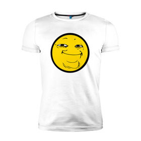 Мужская футболка премиум с принтом Смайлик в Санкт-Петербурге, 92% хлопок, 8% лайкра | приталенный силуэт, круглый вырез ворота, длина до линии бедра, короткий рукав | yoba | пека | смайлик