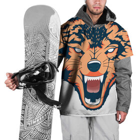 Накидка на куртку 3D с принтом Red wolf в Санкт-Петербурге, 100% полиэстер |  | вектор | волк | глаза | голова | голод | дикий | оранжевый | охота | хищник | ярость
