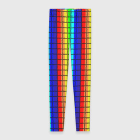 Леггинсы 3D с принтом Радуга (Полосы в мозайку) в Санкт-Петербурге, 80% полиэстер, 20% эластан | Эластичный пояс, зауженные к низу, низкая посадка | вертикальные | жёлтый | зелёный | красный | оранжевый | полосы | радуга | синий | фиолетовый