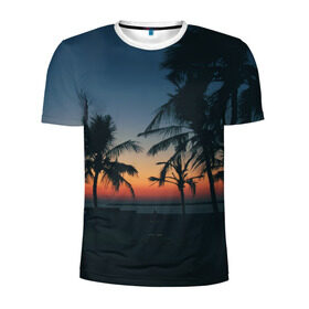 Мужская футболка 3D спортивная с принтом Пальмы в Санкт-Петербурге, 100% полиэстер с улучшенными характеристиками | приталенный силуэт, круглая горловина, широкие плечи, сужается к линии бедра | sea | summer | берег | лето | море | океан | отдых | пальмы | пляж | солнце