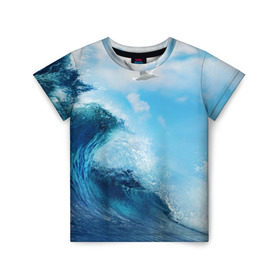 Детская футболка 3D с принтом Океан в Санкт-Петербурге, 100% гипоаллергенный полиэфир | прямой крой, круглый вырез горловины, длина до линии бедер, чуть спущенное плечо, ткань немного тянется | sea | вода | волны | лето | море | океан | отдых | пляж