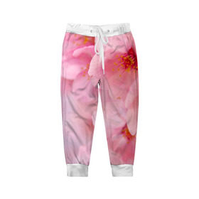 Детские брюки 3D с принтом Сакура в Санкт-Петербурге, 100% полиэстер | манжеты по низу, эластичный пояс регулируется шнурком, по бокам два кармана без застежек, внутренняя часть кармана из мелкой сетки | весна | вишня | розовый | цветение | цветы | япония