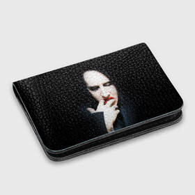 Картхолдер с принтом с принтом Marilyn Manson в Санкт-Петербурге, натуральная матовая кожа | размер 7,3 х 10 см; кардхолдер имеет 4 кармана для карт; | звезда | знаменитость | музыка | мэрилин мэнсон | певец | рокер