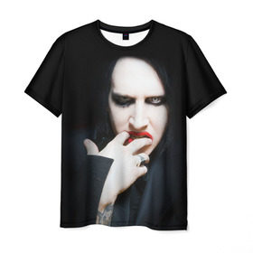 Мужская футболка 3D с принтом Marilyn Manson в Санкт-Петербурге, 100% полиэфир | прямой крой, круглый вырез горловины, длина до линии бедер | звезда | знаменитость | музыка | мэрилин мэнсон | певец | рокер