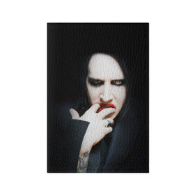Обложка для паспорта матовая кожа с принтом Marilyn Manson в Санкт-Петербурге, натуральная матовая кожа | размер 19,3 х 13,7 см; прозрачные пластиковые крепления | звезда | знаменитость | музыка | мэрилин мэнсон | певец | рокер