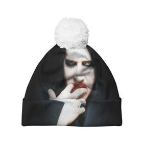 Шапка 3D c помпоном с принтом Marilyn Manson в Санкт-Петербурге, 100% полиэстер | универсальный размер, печать по всей поверхности изделия | звезда | знаменитость | музыка | мэрилин мэнсон | певец | рокер