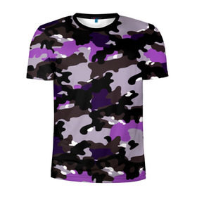 Мужская футболка 3D спортивная с принтом Текстуры в Санкт-Петербурге, 100% полиэстер с улучшенными характеристиками | приталенный силуэт, круглая горловина, широкие плечи, сужается к линии бедра | camo | камо | фиолетовый