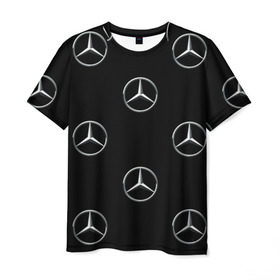 Мужская футболка 3D с принтом Mercedes в Санкт-Петербурге, 100% полиэфир | прямой крой, круглый вырез горловины, длина до линии бедер | мерседес