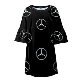 Детское платье 3D с принтом Mercedes в Санкт-Петербурге, 100% полиэстер | прямой силуэт, чуть расширенный к низу. Круглая горловина, на рукавах — воланы | Тематика изображения на принте: мерседес